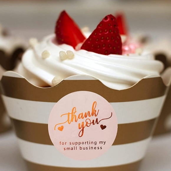50 CT 2" Thank You Stickers Round Labels with 4 Designs Rose Gold on Bei… - Picture 6 of 14